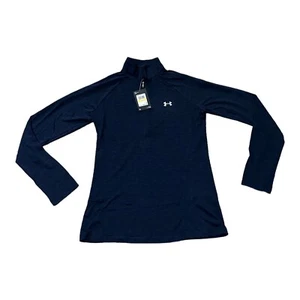 Under Armour Shirt Women Size Medium Navy Blue Loose Tech 1/2 Zip Twist NWT - Picture 1 of 5