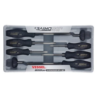 Vessel 8pc JIS Screwdriver Set Armor Grip 550A8PTU Like Phillips Slotted Drive - Image 1 of 4