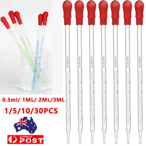 1-30X Glass Transfer Pipettes 0.5-3ML Essential Oil Pipette Dropper Eye Dropper - Picture 1 of 9