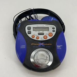 Aiwa XP-SP90 Blue Black Walkman Headphones Cross Trainer Sport CD Player -A13