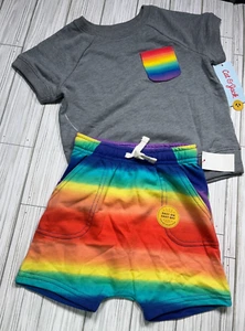 Cat & Jack Rainbow Tie-Dye Tank Short Sleeve lounge outfit Size 2T - Picture 1 of 4