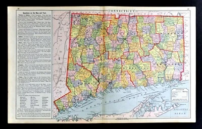 1882 Cowperthwait Map Connecticut New Haven Hartford Norwich Bridgeport Mystic - Image 1 of 4