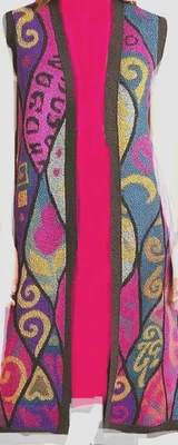 PERUVIAN CONNECTION Alpaca long vest, L = 16UK, waistcoat , sleeveless Cardigan - Image 1 of 4