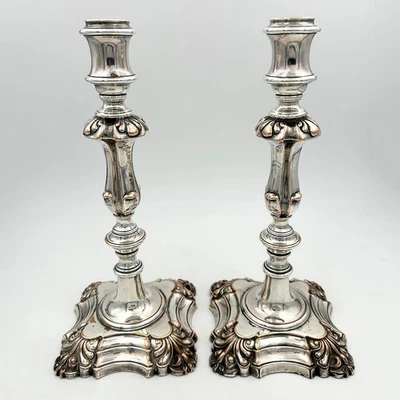 "PAR DE CANDELABROS ANTIGUOS PLACA SHEFFIELD WILLIAM IV c1830 10,5""" Foto 1 de 4