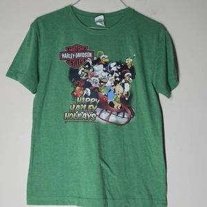 Harley Davidson Looney Tunes Size Youth Large T Shirt Christmas Double-Sided - Picture 1 of 6