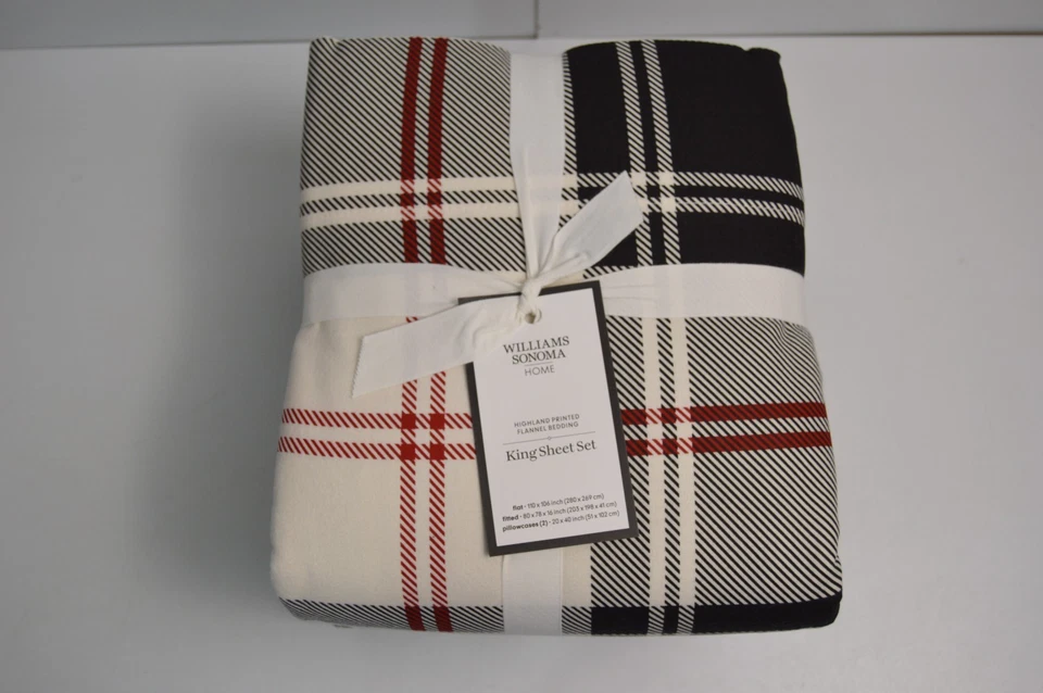 Williams Sonoma Highland Juego de Sábanas de Franela Estampada King Nuevo con Etiquetas Navidad Foto 1 de 4