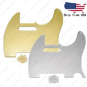 Mirror 8 Hole Tele Guitar Pickguard Scratch Plate For Fender Tele- Silver/Gold - Picture 1 of 4