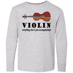 Inktastic Violin Humor Music Youth Long Sleeve T-Shirt Violinist Symphony Player - Picture 1 of 4