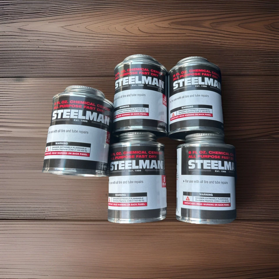 LOT OF 5 STEELMAN CHEMICAL VULCANIZING CEMENT 8oz TIRE REPAIR SEALANT G10105 - Image 1 of 1
