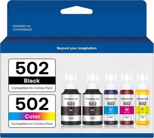 Compatible 502 Ink Refill Bottle Use for ET-2850 ET-3830 ET-3850 - 5 Packs - Picture 1 of 4