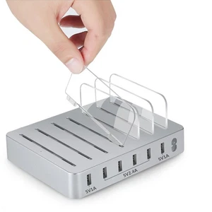 Ladestation für mehrere Geräte – Multi-USB-C-Schnellladestation – USB-Ladedock - Afbeelding 1 van 11