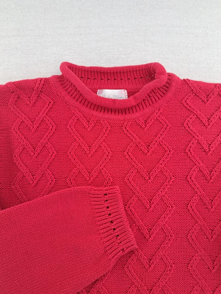 Suéter De Colección Cuello Redondo Para Mujer Grande Rojo Tejido Corazones Pullover Navidad Algodón  Foto 1 de 4