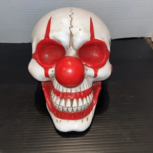 Clown Skull Halloween Prop Tabletop Resin Decoration Golden Shuttle - Picture 1 of 7
