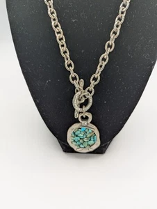 Vintage Danon Turquoise & Pewter Necklace Israel Tel Aviv RARE Statement Piece - Picture 1 of 14