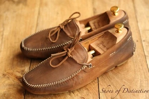 PRADA Tan Brown Nubuck Leather Driving Shoes Loafers Mens UK 8.5 EU 42.5 US 9.5 - Picture 1 of 11