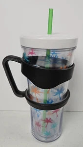 Palm Tree Themed Insulated Tumbler with Straw and Handle 32 Ounce BPA Free - Picture 1 of 4