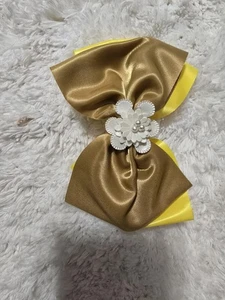 Hairbow Handmade Yellow Ribbon with Flower for All Hair Types - Picture 1 of 1