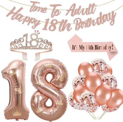 Rose Gold 18th Birthday Decorations for Girls Rose Gold 18th Birthday Banner ... - Image 1 of 4