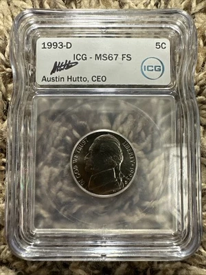 1993-D 5C Jefferson Nickel ICG MS67 Full Steps FS - Super Scarce Modern Gem - Image 1 of 4