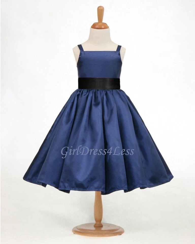 Vestido Azul Marino Navidad Correas Espagueti Flor Niña 12-18M 2 4 5/6 8 10 12 Foto 1 de 1