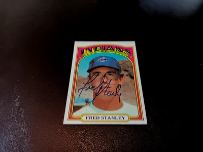 Fred Stanley Autographed 1972 Topps Rookie Indians Baseball Card #59 RC Auto - Image 1 of 2