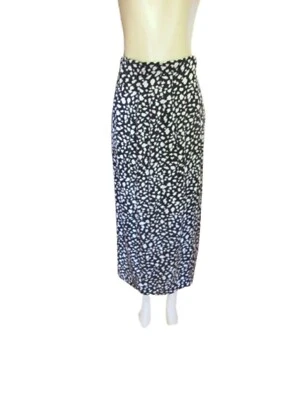 Doncaster Silks Black & White Animal Print 100% Silk Maxi Skirt Size 10 - Image 1 of 4