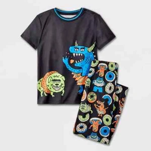 Cat & Jack Boys Pajamas Set Monster Theme XL 14 Black Blue NWT - Picture 1 of 3