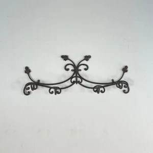 VINTAGE INDUSTRIAL IRON METAL COAT HANGER HOOKS RACK FROM ITALY #4407 - Picture 1 of 6