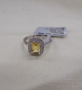 Womens Adjustable Silver Ring Signed 925 W/ Natural Beautiful Citrine Stone NEW - Picture 1 of 5
