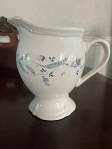 Pfaltzgraff APRIL Sculpted Footed Tea Water Pitcher Purple Teal Floral - Picture 1 of 7