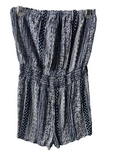 Forever 21 Strampler Gr. M Junior blau weiß Blumen Streifen ärmellos - Bild 1 von 5