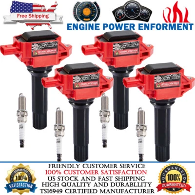 Paquete de 4 bobinas de encendido y bujías UF724 para Subaru Forester H4 2014-2016 2,5 L Foto 1 de 4