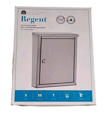 Architectural Mailbox Wall Mount Stainless Steel Metal Small Lockable Mailbox E2 - Image 1 of 4