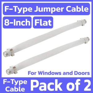2 Pack 8" F-Type Coaxial Cable Jumper Flat Coax Connector Cord for Windows Doors - Picture 1 of 4