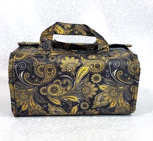 JM New York Roll Up Travel Toiletries Makeup Jewelry Bag Black/Gold Paisley - Picture 1 of 12