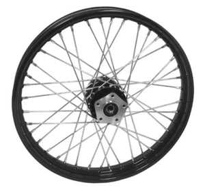 Front 21 x 2.15 40 Spoke Black Rim Hub Wheel Dual Disc Shovelhead Harley FXWG 83 - Picture 1 of 2