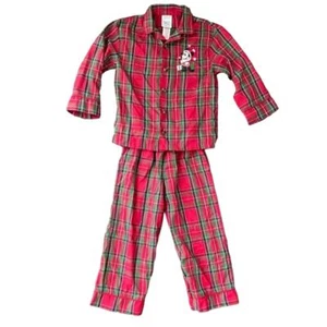 Disney Kids Christmas Mickey Mouse Plaid Pajama Set in Red, Size 4 - Picture 1 of 5