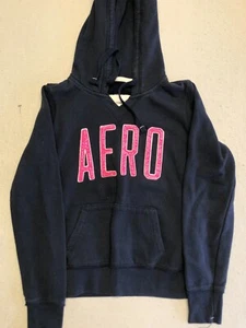 Aero Sweatshirt Kids Girl's Medium Bright Pink Logo Rhinestone Fleece Hoodie - Picture 1 of 5
