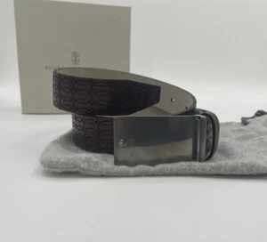 NWOT Brunello Cucinelli Brown Leather Dress Belt Silver Buckle Size S/32 - Picture 1 of 7