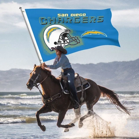 San Diego Chargers Club Fan Flag Helmet Style Decorative Outdoors Banner 5x8FT Cover