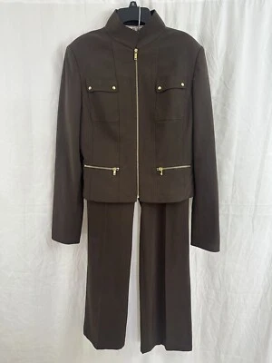 Carlisle女式棕色裤子夹克套装。 8 码 — 第 1/4 张图片