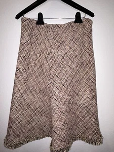🩷Casual Corner Boucle Midi Skirt Size 8 Colorful Fringe Lined Tweed VTG - Picture 1 of 12