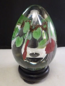 Vtg 1982 Lundberg Art Glass CANDLESTICK Flower Egg Paperweight Salazar Signed - Picture 1 of 8