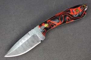 Backwoods Custom Drop Point by Bill Akers .16" Ladder Damascus Blade, Kirinite - Picture 1 of 13