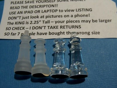 Piezas de Ajedrez de Repuesto de Vidrio Transparente y Esmerilado 4 Piezas Juegos King Queen 2.25" Foto 1 de 4