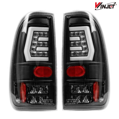 LED Tube Tail Lights For 1997-2003 Ford F150 99-07 F250 F350 Black Brake Lamps - Image 1 of 4