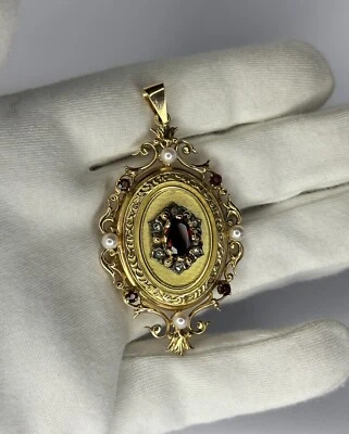 Pendentif Porte-Photo en Or 18 carats / Années 1880/ réf MP2524 - Photo 1/4