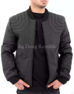 Aviatrix Herren wattierte gesteppte Biker Bomber Stil 100% schwere Lederjacke - Bild 1 von 6