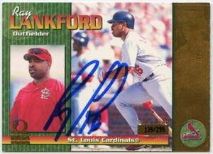 Ray Lankford Auto Signed IP 1999 Pacific Omega Gold /299 Baseball Card #195 
