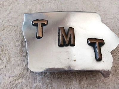 Hebilla de cinturón de acero inoxidable vintage TNT mapa de Iowa 3 x 2" intercambiable Foto 1 de 4